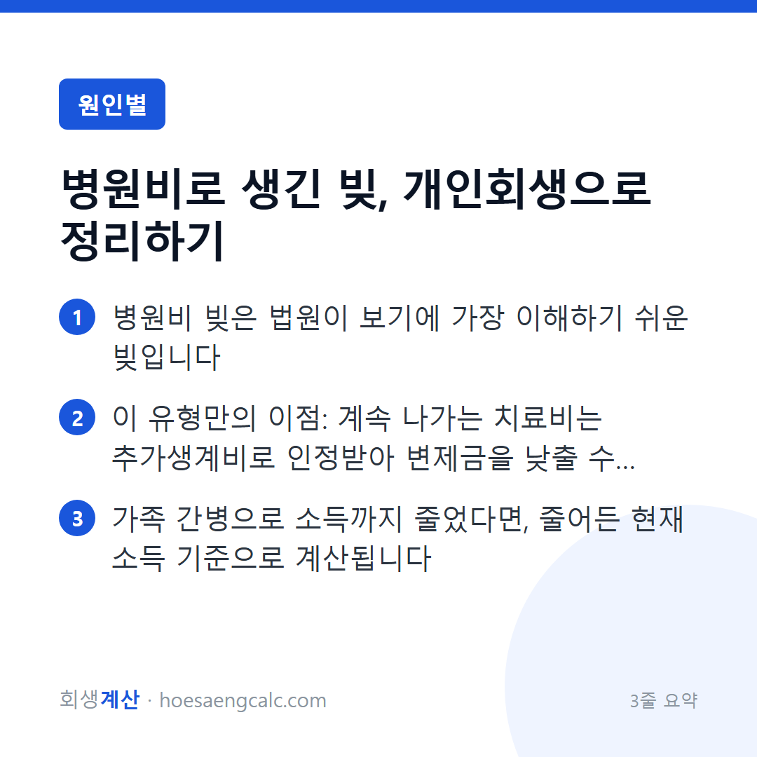 병원비로 생긴 빚, 개인회생으로 정리하기 — 3줄 요약