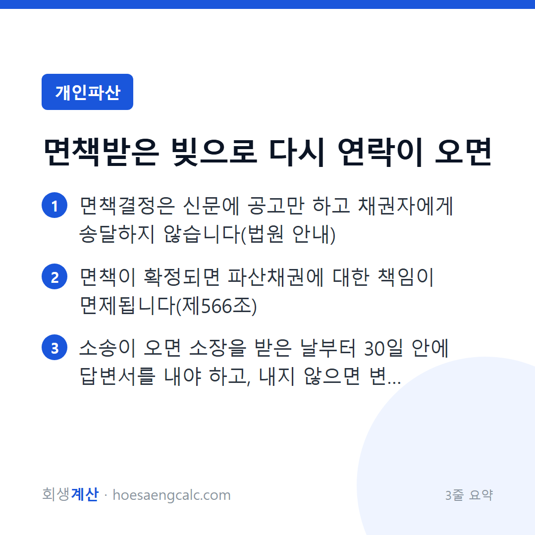 면책받은 빚을 또 청구받았습니다. 채권양도통지와 소송에 이렇게 대응합니다 — 3줄 요약