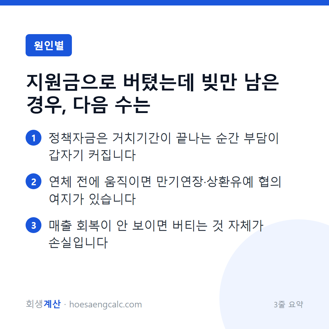 지원금으로 버텼는데 빚만 남은 경우, 다음 수는 — 3줄 요약
