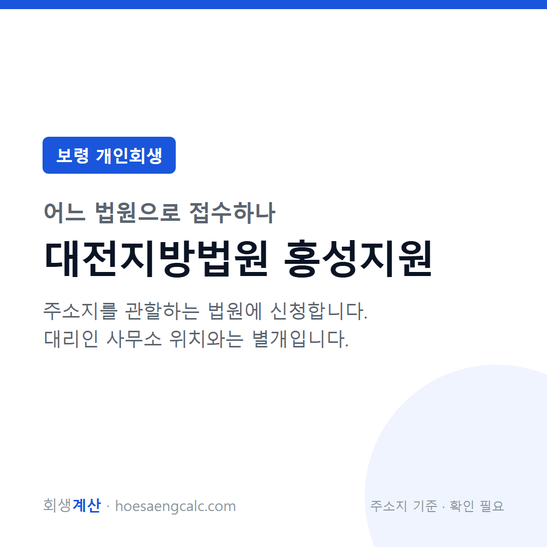 보령 개인회생 관할 법원 — 대전지방법원 홍성지원